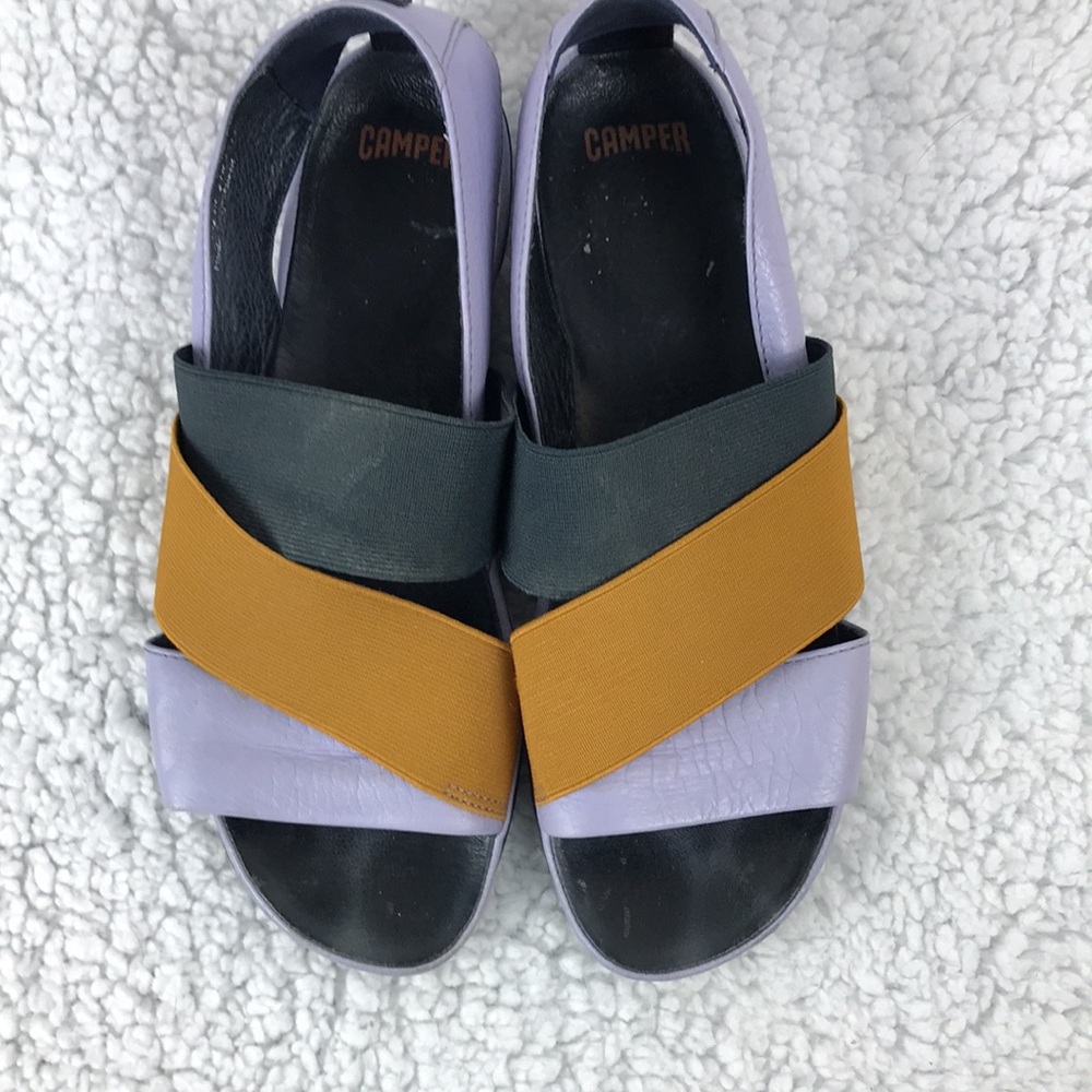 Camper Women's Lavender and Mustard Elastic Slingback Sandals